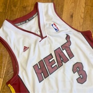 Adidas White and Red Miami Heat Jersey